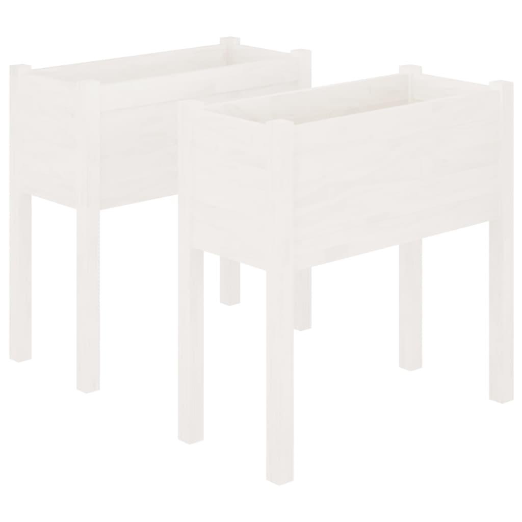 vidaXL Odlingslådor 2 st vit 70x31x70 cm massiv furu