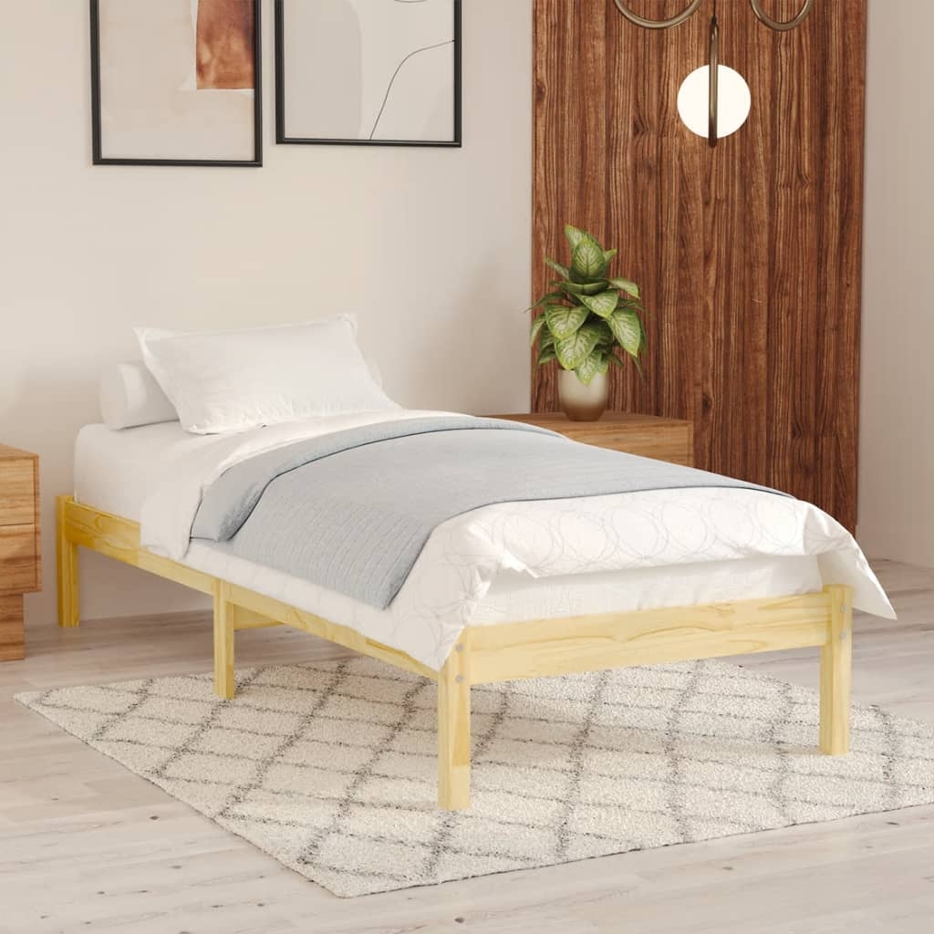 vidaXL Sängram massiv furu 90x200 cm