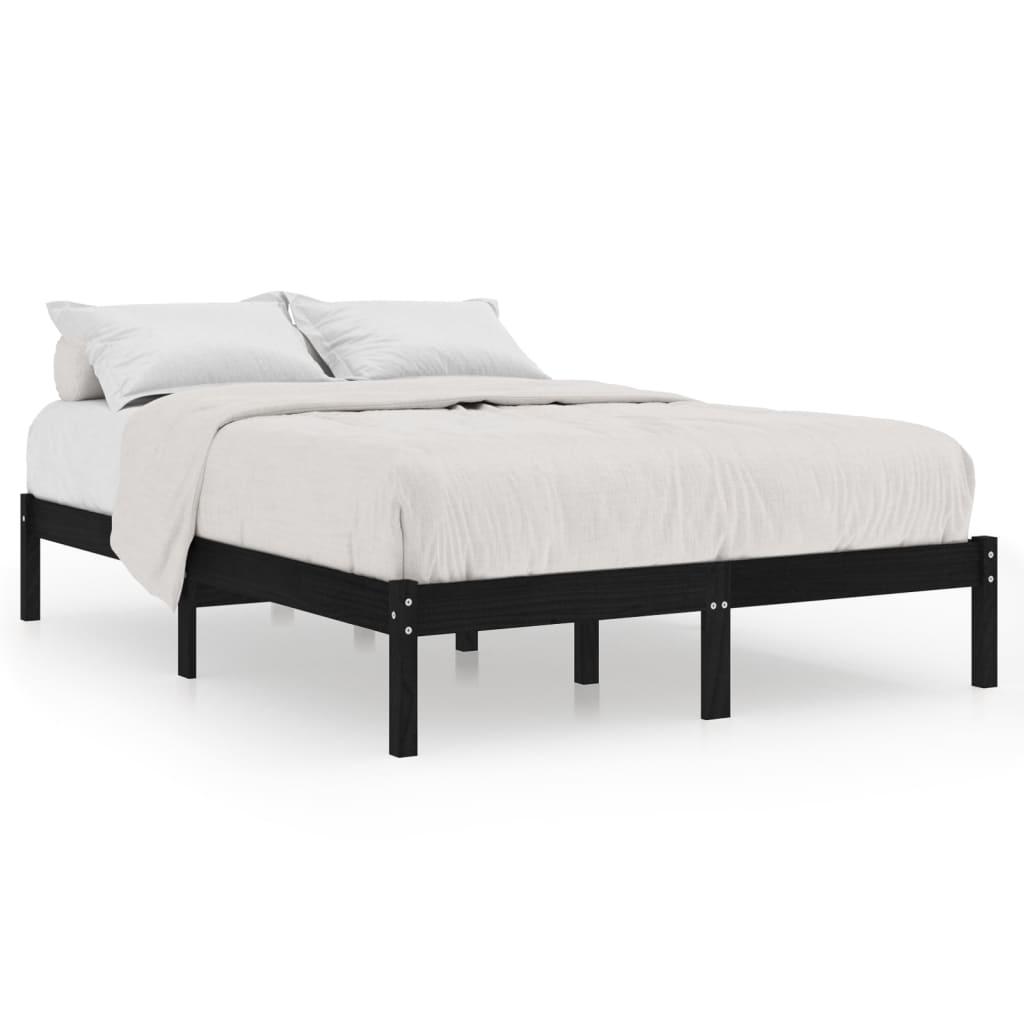 vidaXL Sängram svart massiv furu 200x200 cm