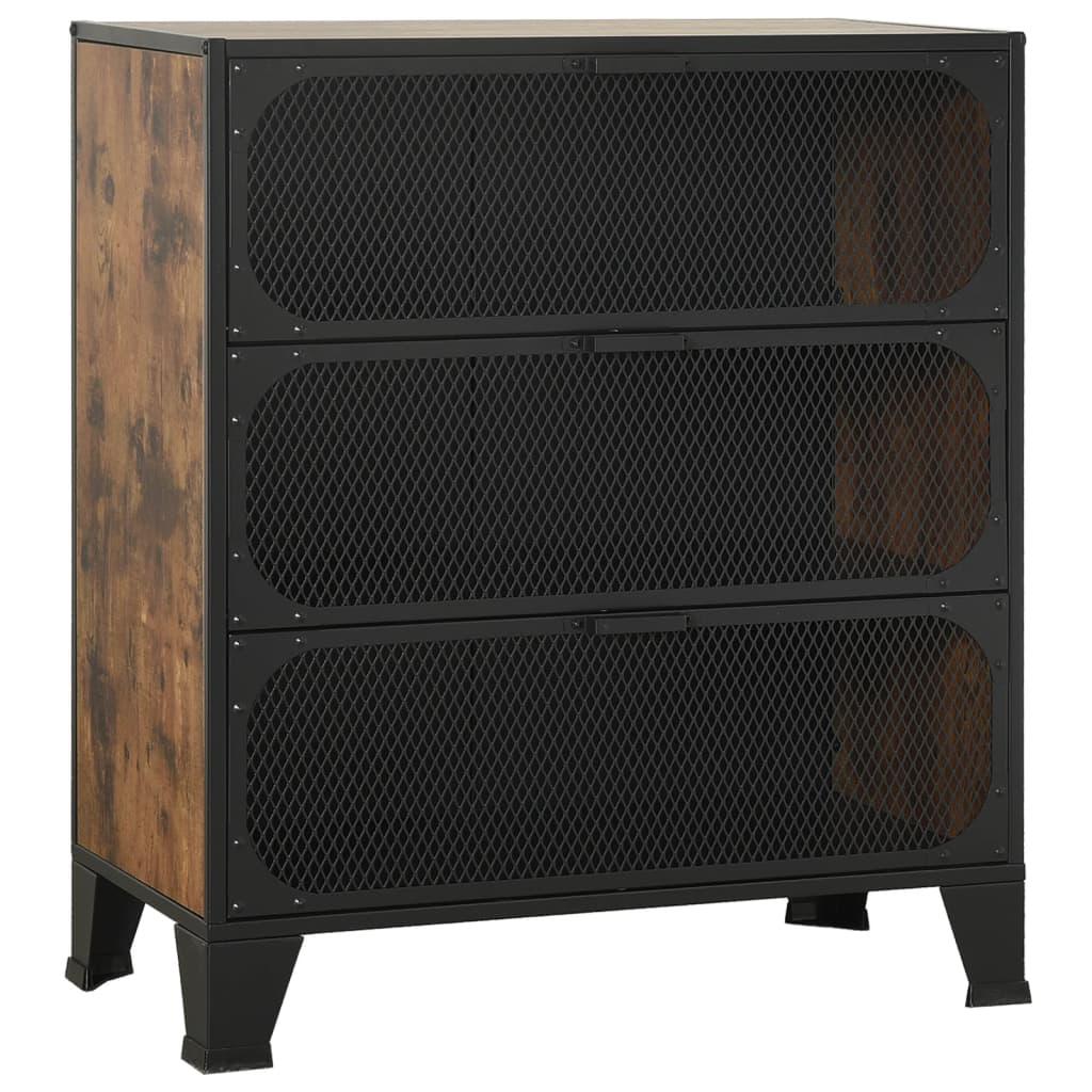 vidaXL Förvaringsskåp rustik brun 72x36x82 cm metall och MDF
