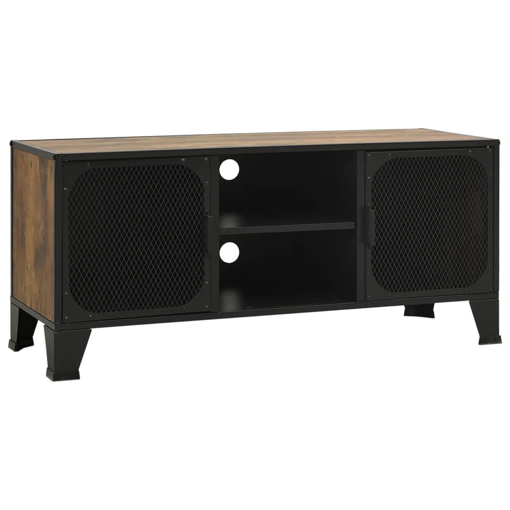 vidaXL TV-skåp rustik brun 105x36x47 cm metall och MDF
