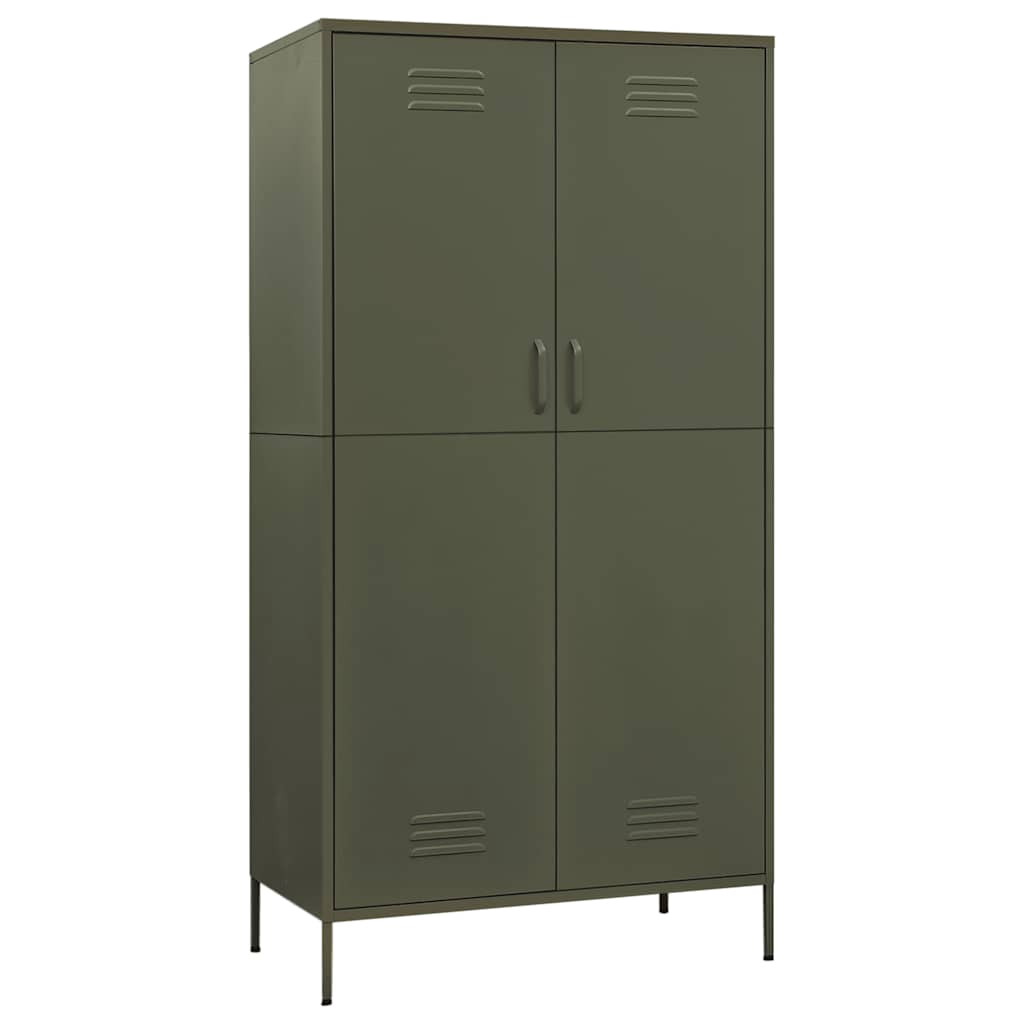 vidaXL Garderob olivgrön 90x50x180 cm stål