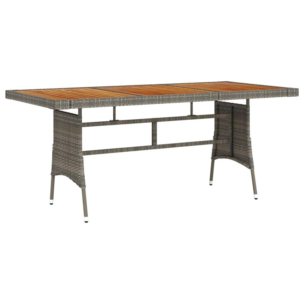 vidaXL Matbord för trädgård grå 160x70x72 cm konstrotting och massiv akacia