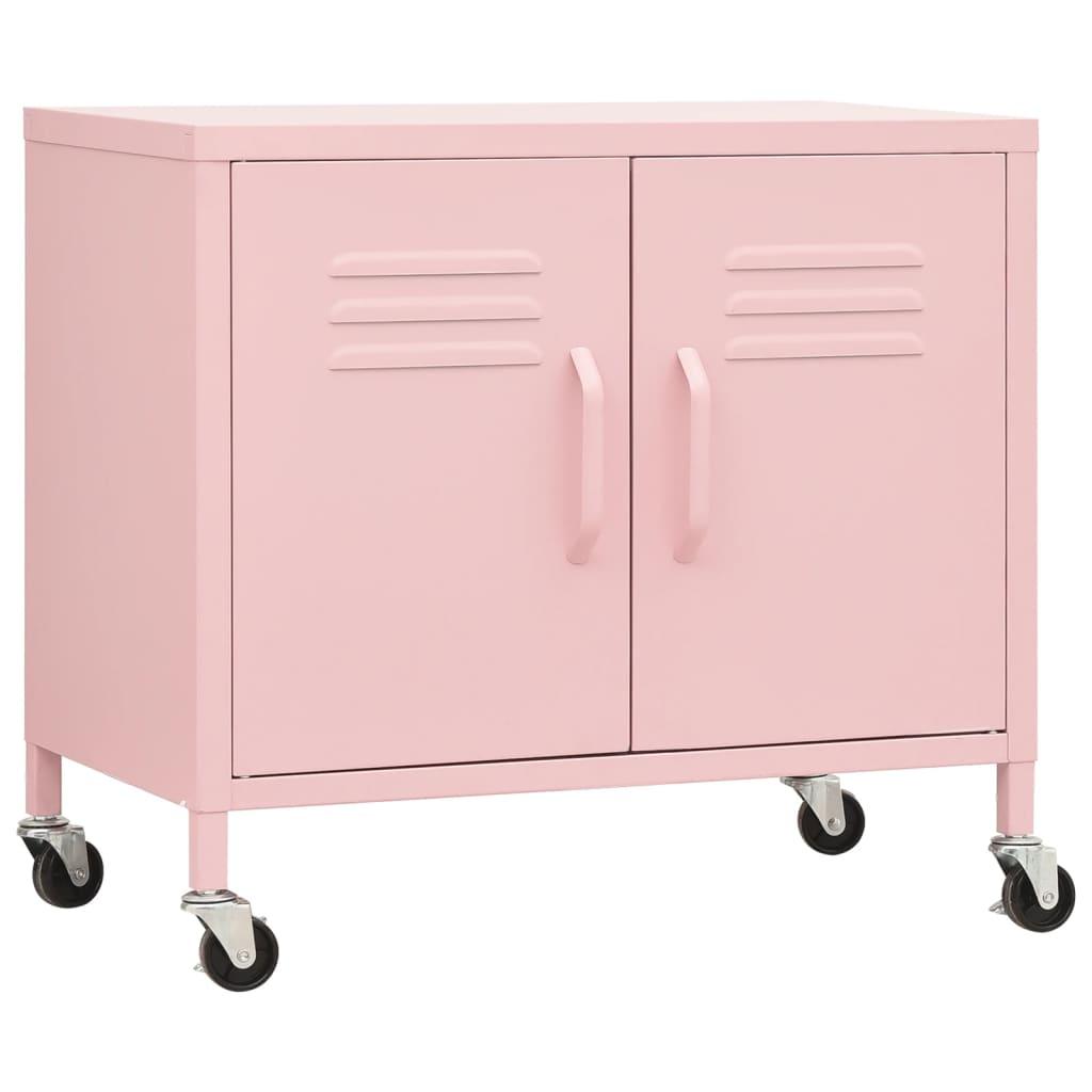 vidaXL Förvaringsskåp rosa 60x35x49 cm stål