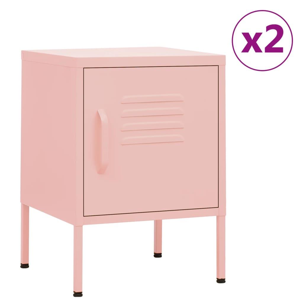 vidaXL Sängbord 2 st rosa 35x35x51 cm stål