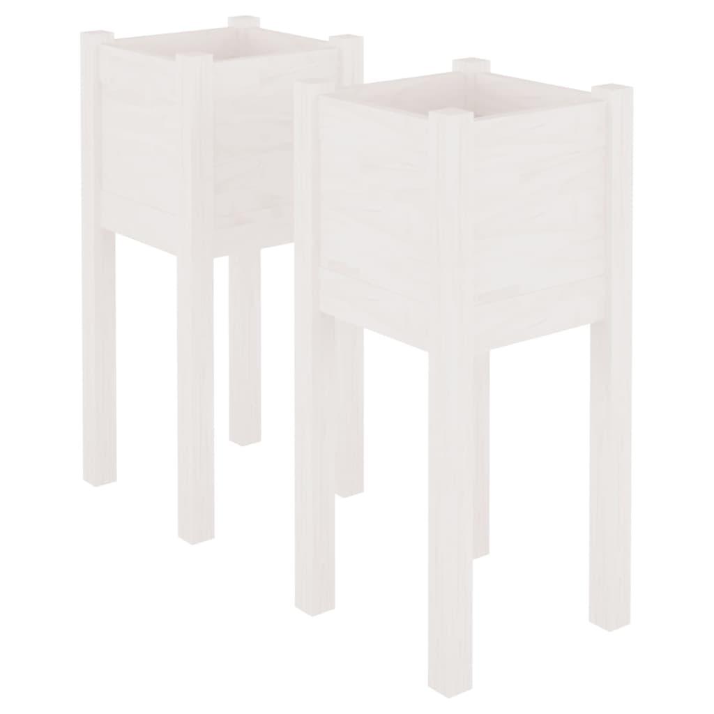 vidaXL Odlingslådor 2 st vit 31x31x70 cm massiv furu