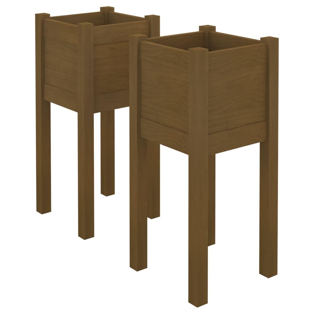 vidaXL Odlingslådor 2 st honungsbrun 31x31x70 cm massiv furu