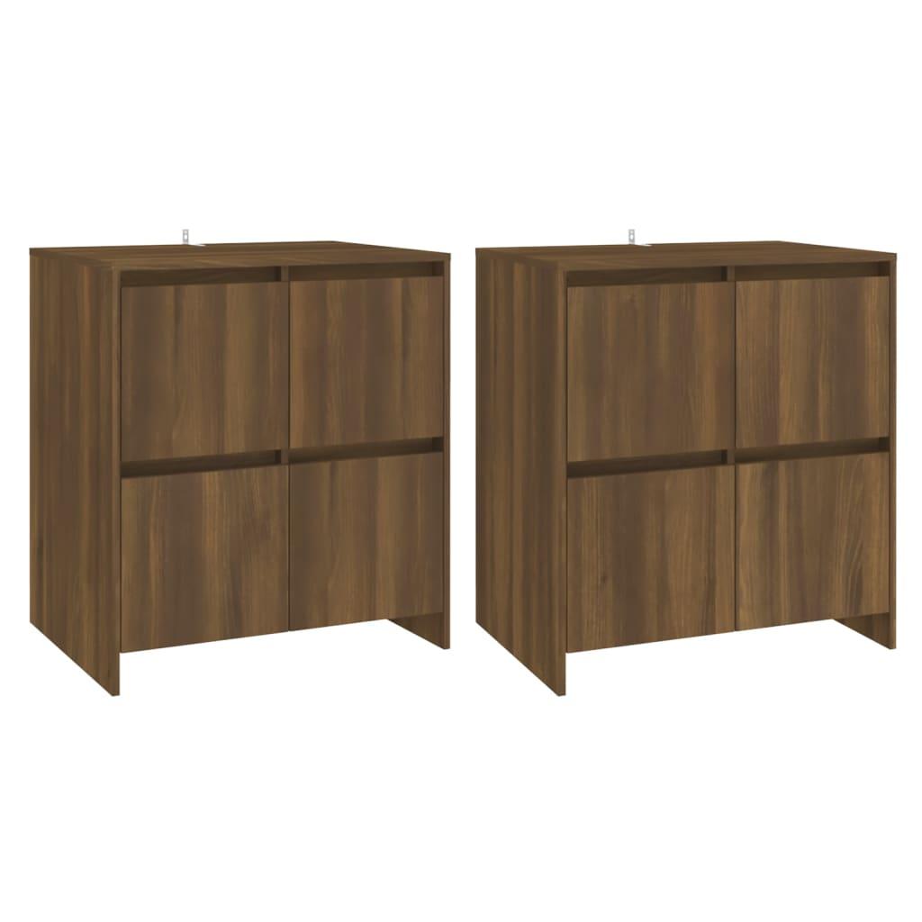 vidaXL Skänk 2 st brun ek 70x41x75 cm spånskiva