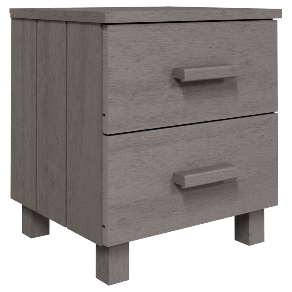 vidaXL Sängbord HAMAR ljusgrå 40x35x44,5 cm massiv furu