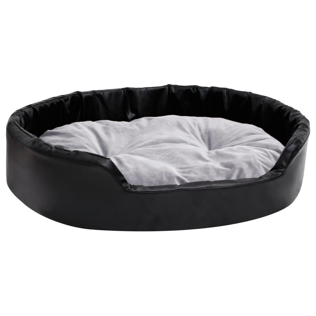 vidaXL Hundbädd svart och grå 90x79x20 cm plysch och konstläder