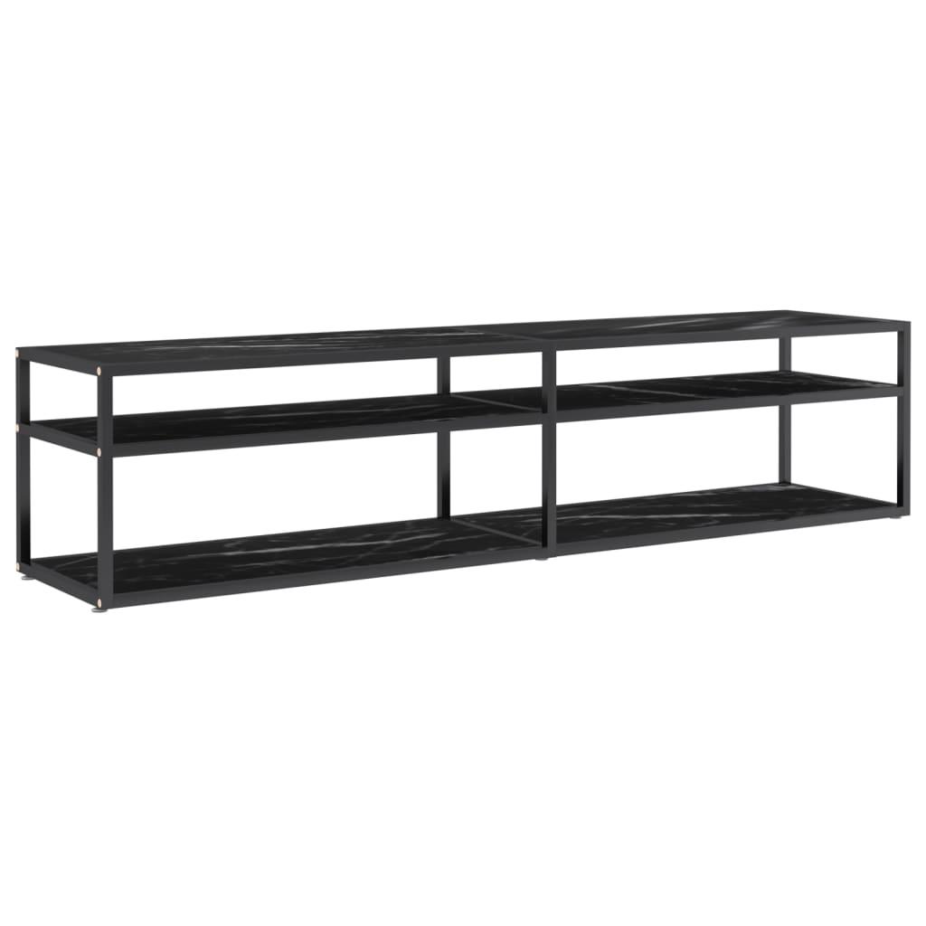 vidaXL TV-bänk svart marmor 180x40x40,5 cm härdat glas