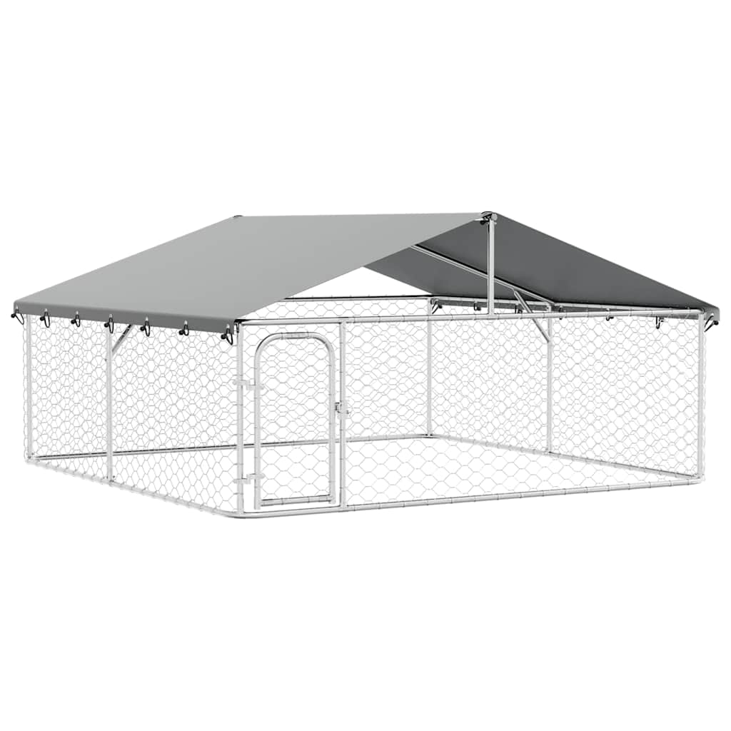 vidaXL Hundgård för utomhusbruk med tak 300x300x150 cm