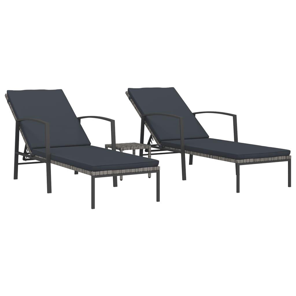 vidaXL Solsängar 2 st med bord konstrotting