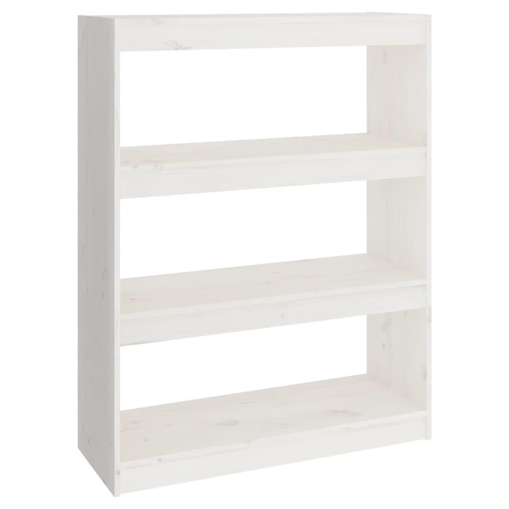 vidaXL Bokhylla/rumsavdelare vit 80x30x103,5 cm massiv furu
