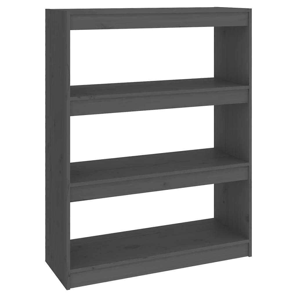 vidaXL Bokhylla/rumsavdelare grå 80x30x103,5 cm massiv furu