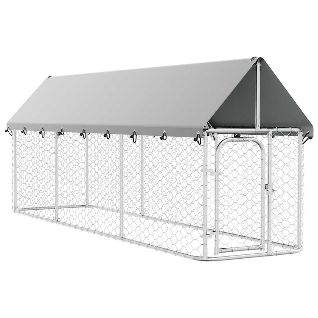 vidaXL Hundgård med tak för utomhusbruk 400x100x150 cm