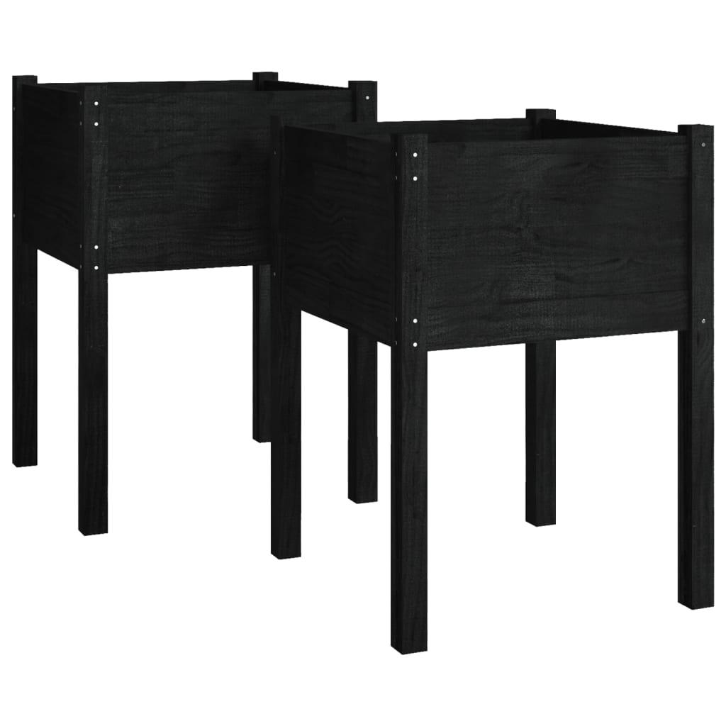 vidaXL Odlingslådor 2 st svart 50x50x70 cm massiv furu