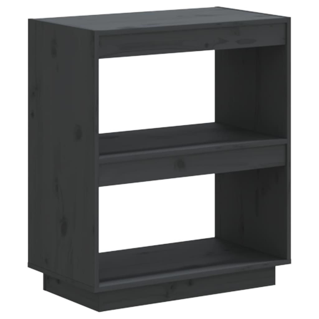 vidaXL Bokhylla grå 60x35x71 cm massiv furu