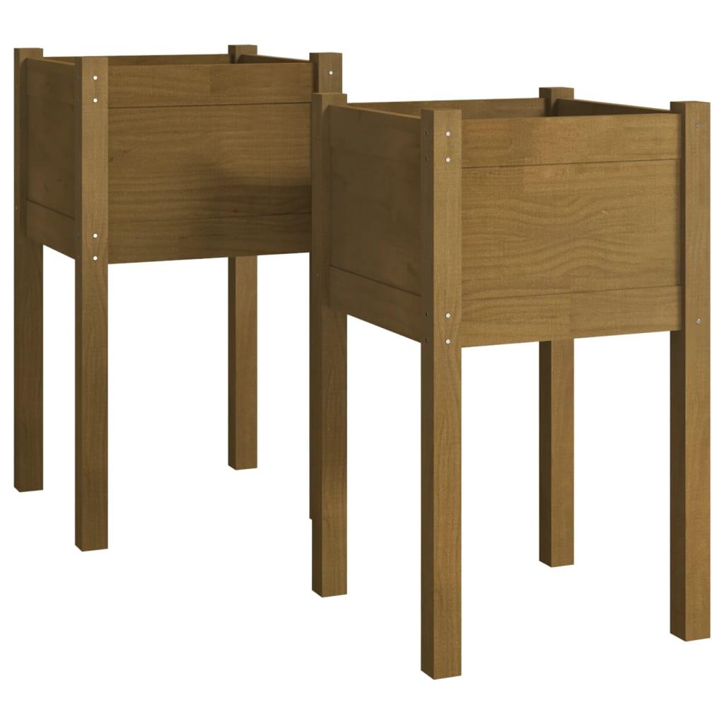 vidaXL Odlingslåda 2 st honungsbrun 40x40x70 cm massiv furu