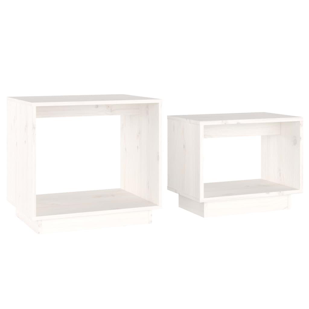 vidaXL Satsbord 2 st vit massiv furu