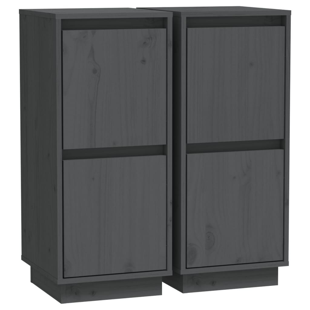vidaXL Skänkar 2 st grå 31,5x34x75 cm massiv furu