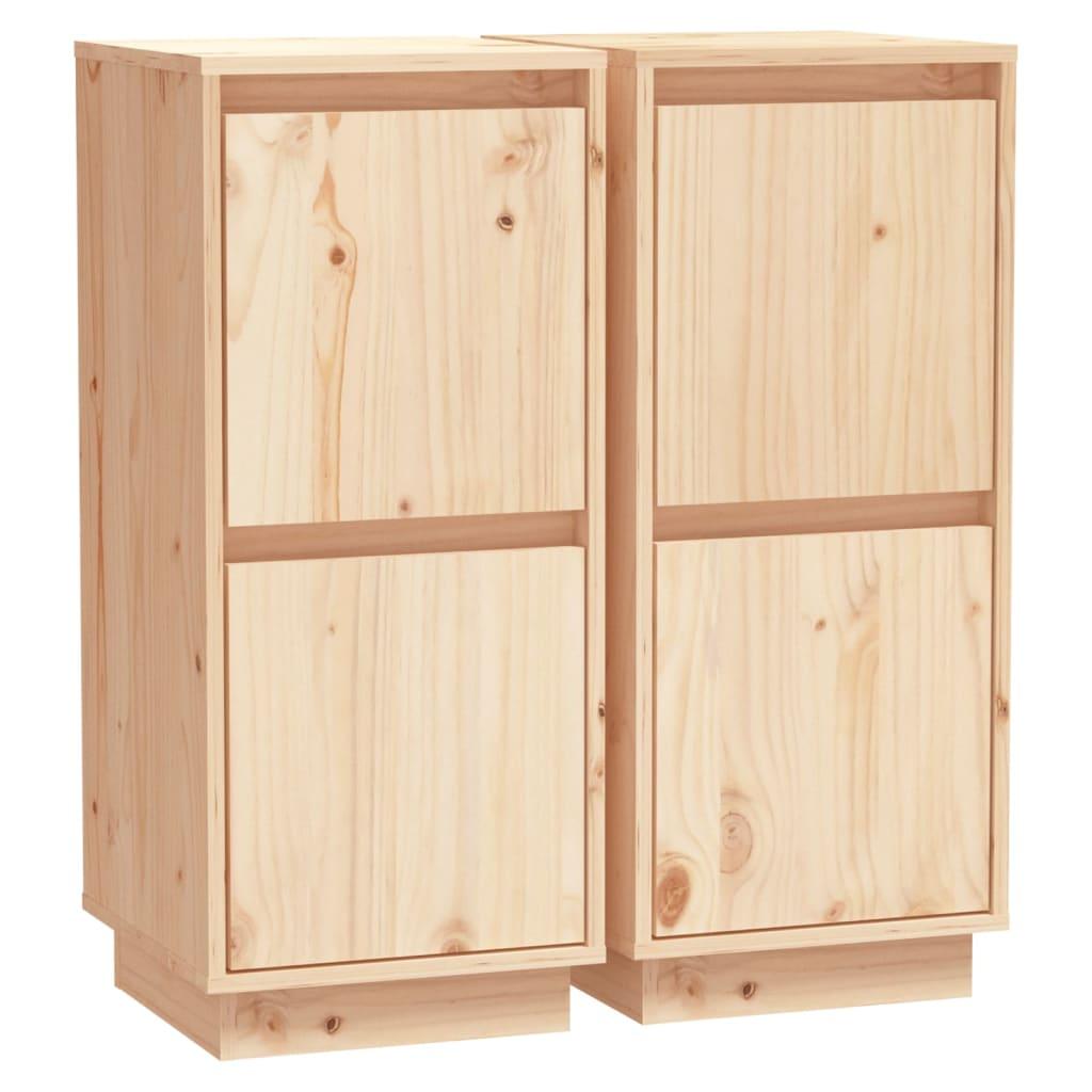 vidaXL Skänkar 2 st 31,5x34x75 cm massiv furu