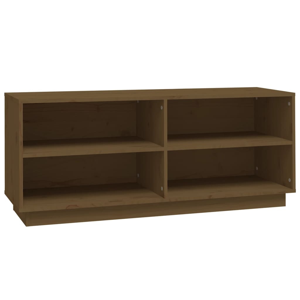 vidaXL Skoskåp honungsbrun 110x34x45 cm massiv furu