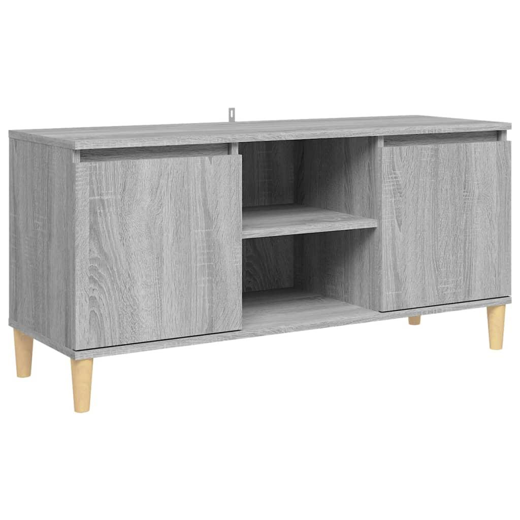 vidaXL TV-bänk med massiva träben grå sonoma 103,5x35x50 cm