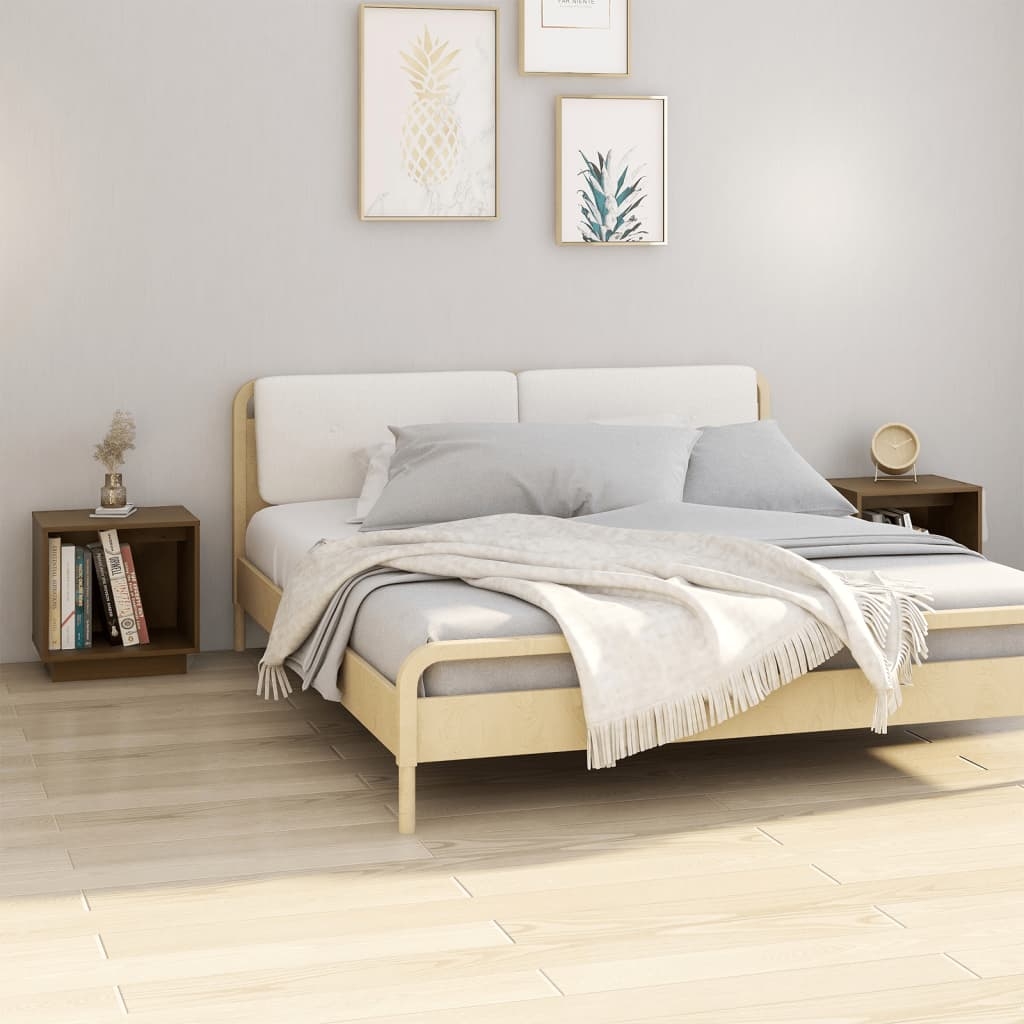 vidaXL Sängbord 2 st honungsbrun 40x30x40 cm massiv furu
