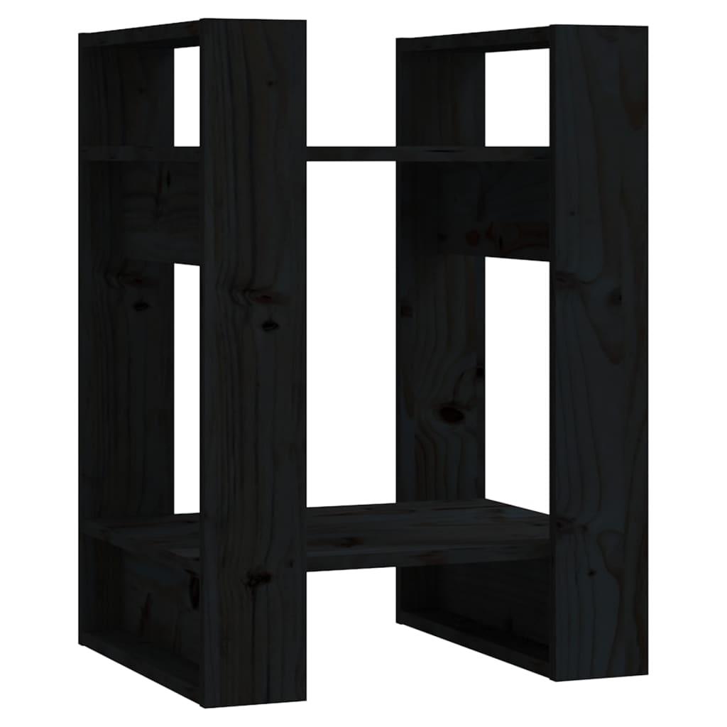 vidaXL Bokhylla/rumsavdelare svart 41x35x57 cm massiv furu