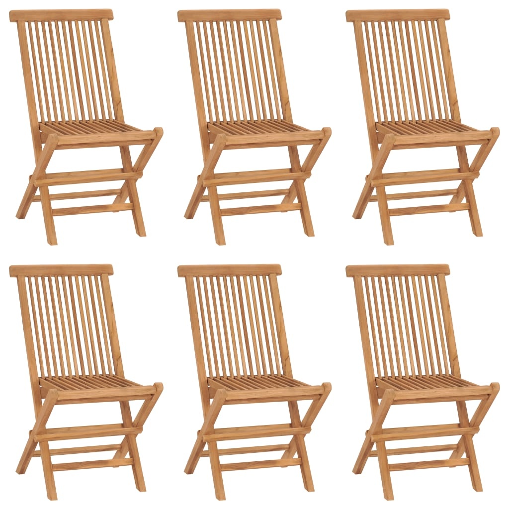 vidaXL Hopfällbara trädgårdsstolar 6 st massiv teak