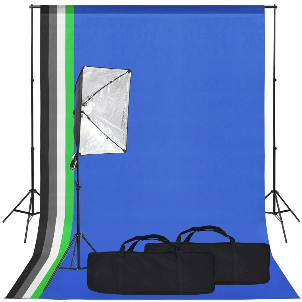 vidaXL Fotostudio med lampor, bakgrund och reflexskärm