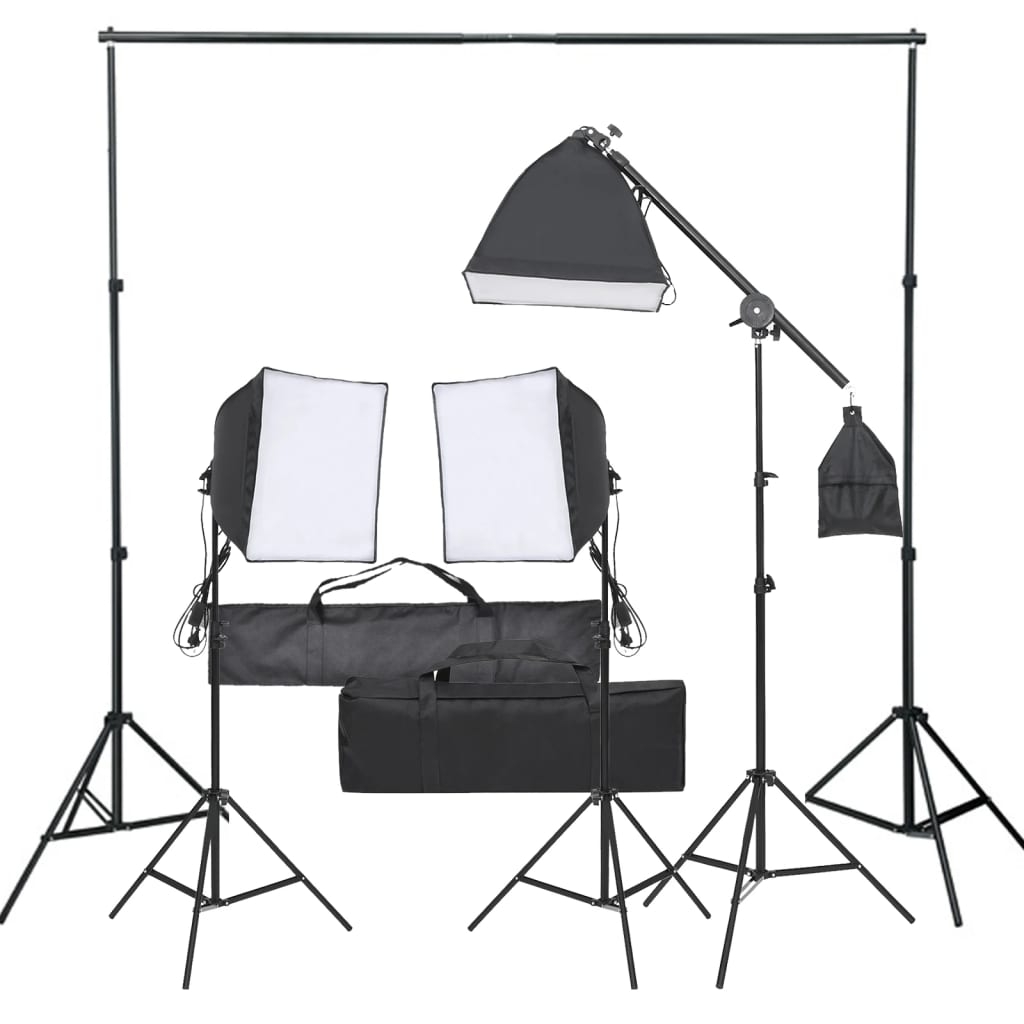 vidaXL Fotostudio med lampor och bakgrund