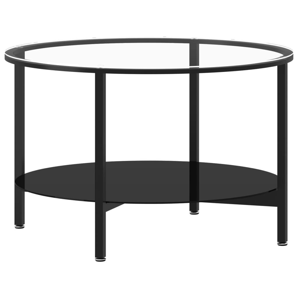 vidaXL Soffbord svart och transparent 70 cm härdat glas