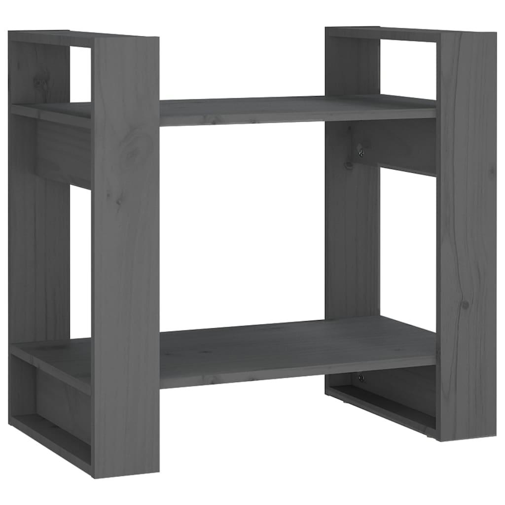 vidaXL Bokhylla/rumsavdelare grå 60x35x57 cm massiv furu