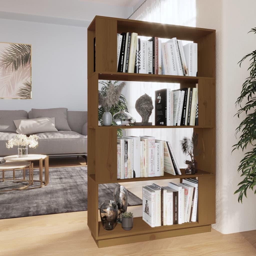 vidaXL Bokhylla/rumsavdelare honungsbrun 80x25x132 cm massivt trä
