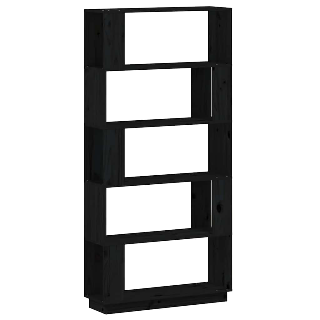 vidaXL Bokhylla/rumsavdelare svart 80x25x163,5 cm massiv furu