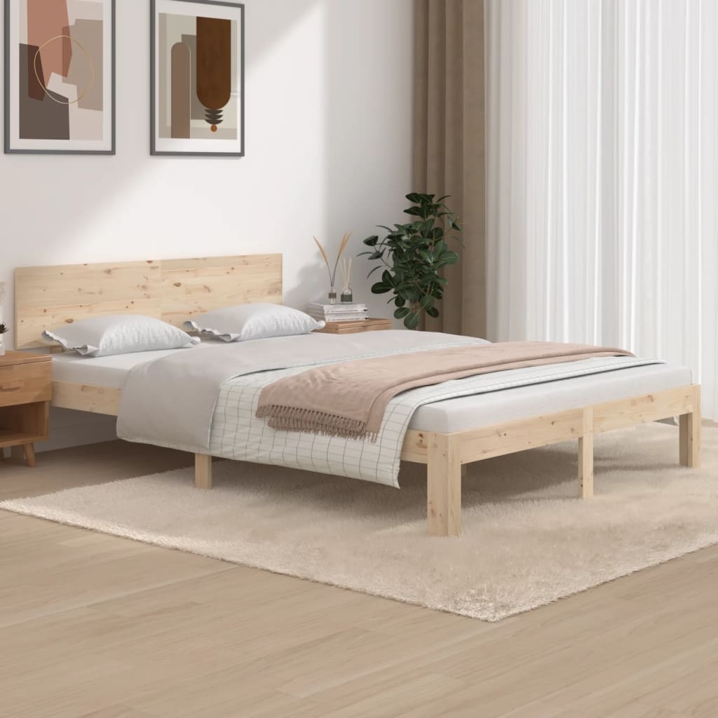 vidaXL Sängram massiv furu 140x200 cm