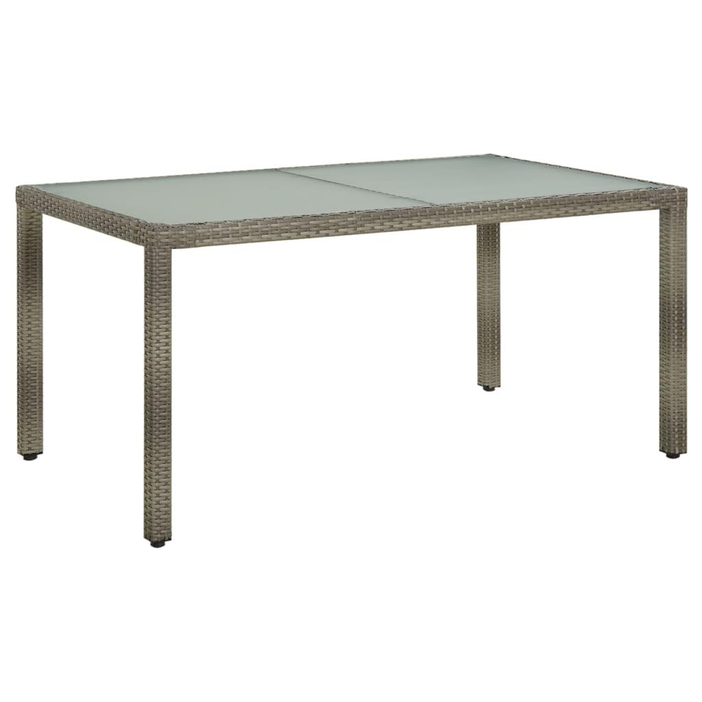 vidaXL Trädgårdsbord 150x90x75 cm härdat glas och konstrotting