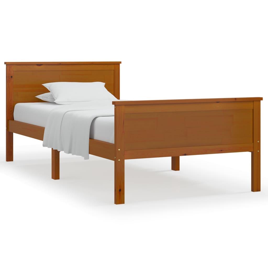 vidaXL Sängram honungsbrun massiv furu 100x200 cm