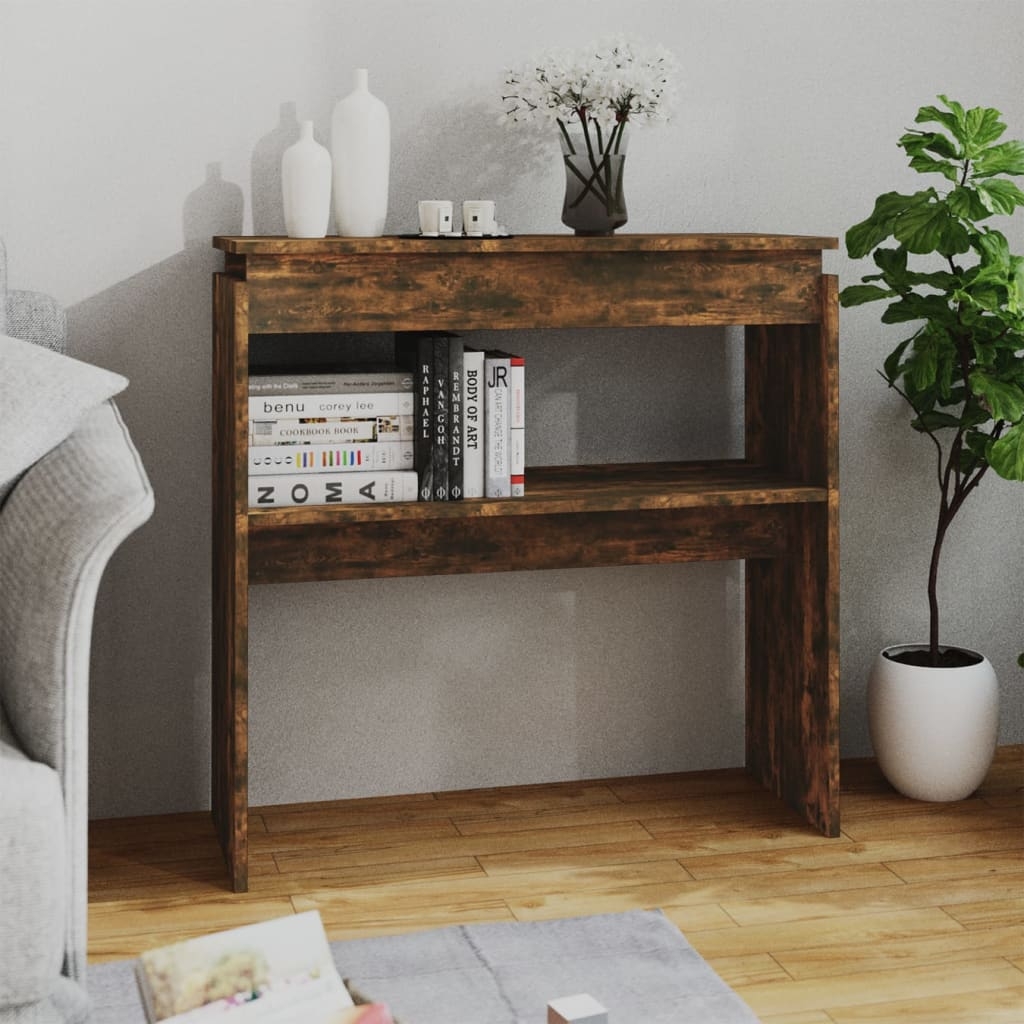 vidaXL Avlastningsbord rökfärgad ek 80x30x80 cm konstruerat trä
