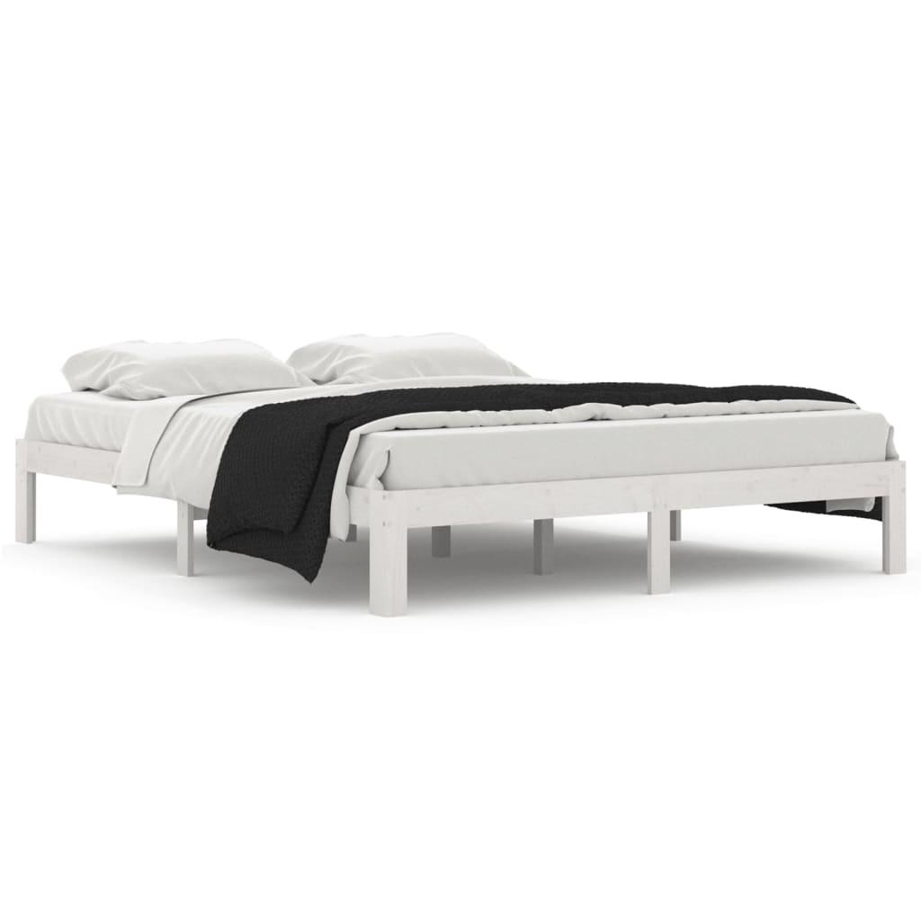 vidaXL Sängram vit massiv furu 160x200 cm