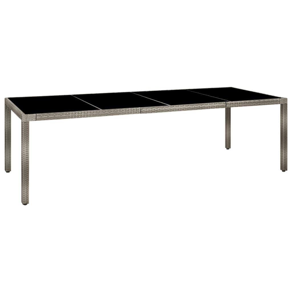 vidaXL Utebord grå 250x100x75 cm härdat glas och konstrotting
