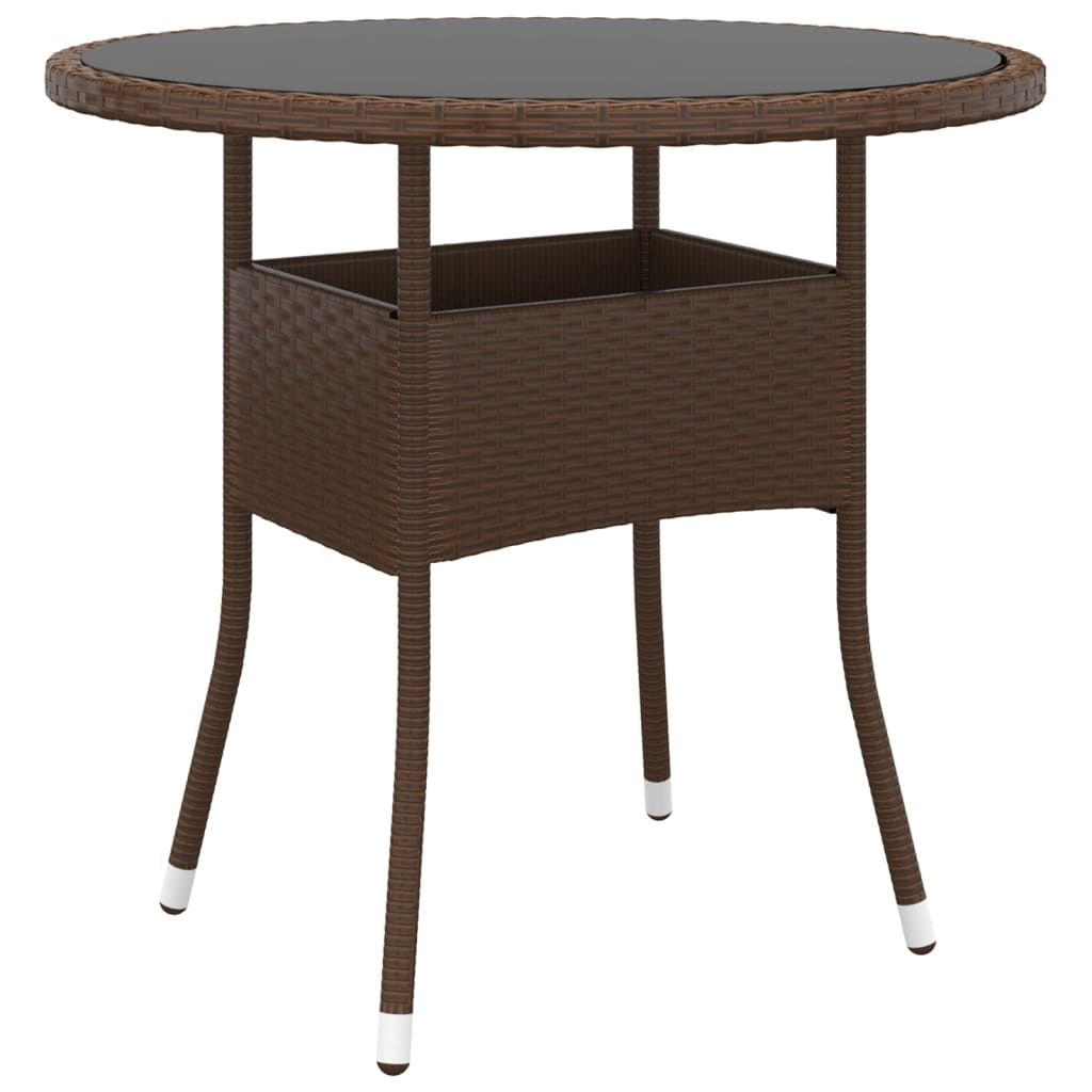 vidaXL Utebord Ø80x75 cm Härdat glas och konstrotting