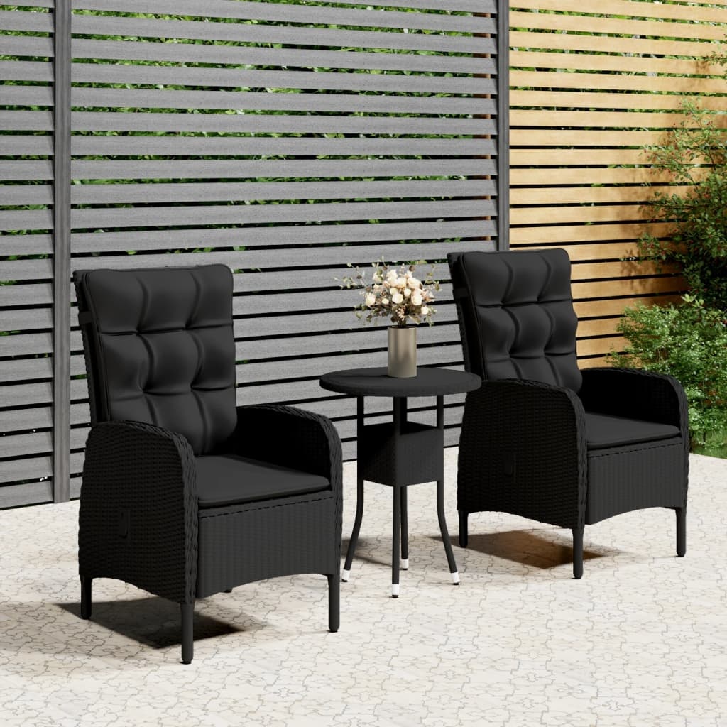 vidaXL Caféset för trädgården 3 delar konstrotting