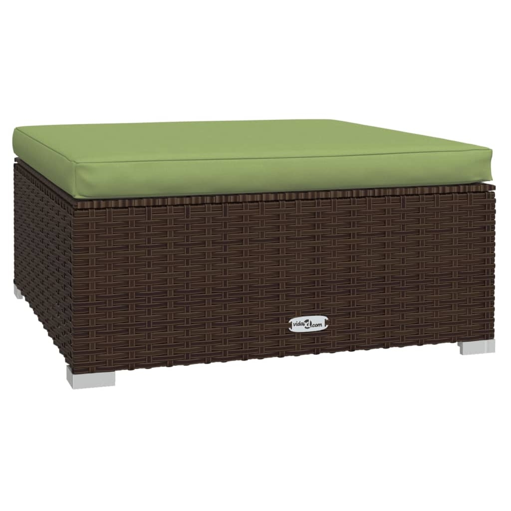 vidaXL Fotpall med dyna för trädgården brun 70x70x30 cm konstrotting