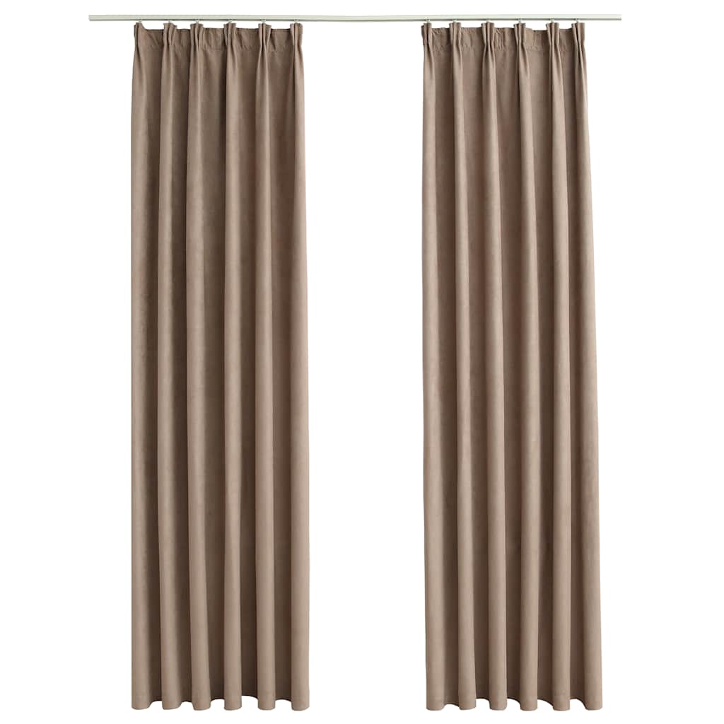 vidaXL Mörkläggningsgardiner med krokar 2 st taupe 140x175 cm