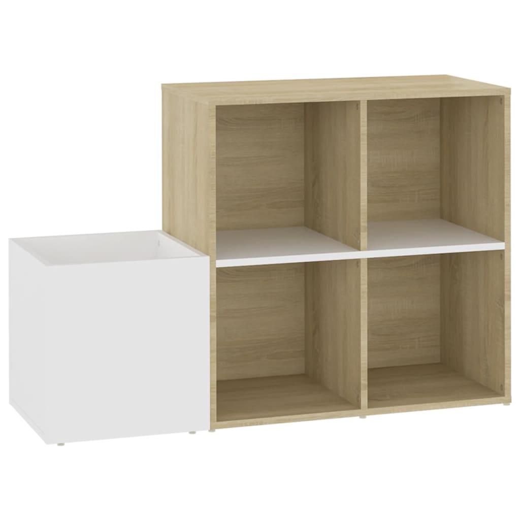 vidaXL Skohylla vit och sonoma-ek 105x35,5x70 cm konstruerat trä