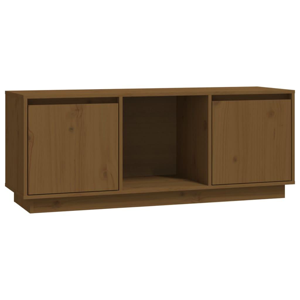 vidaXL Tv-bänk honungsbrun 110,5x35x44 cm massiv furu