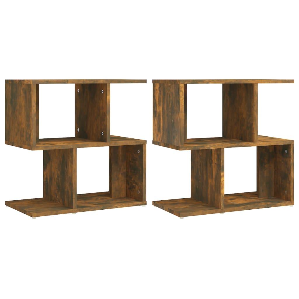 vidaXL Sängbord 2 st rökfärgad ek 50x30x51,5 cm konstruerat trä
